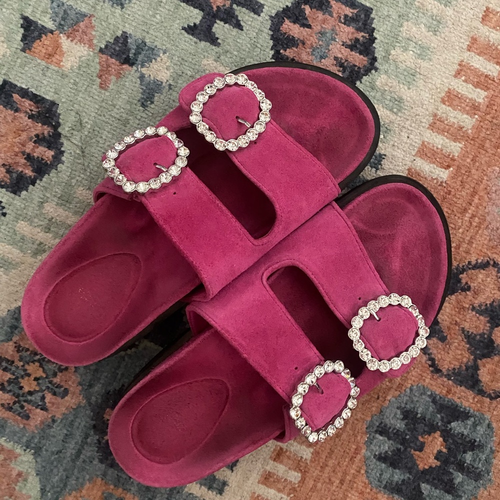 Maje Pink Sandals with Decorative Buckles